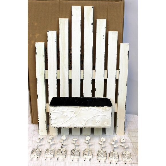 Southern Living SLAH Picket Fence Planter Metal Wood Wall Hang #40057 Farm Rusti - Picture 1 of 11